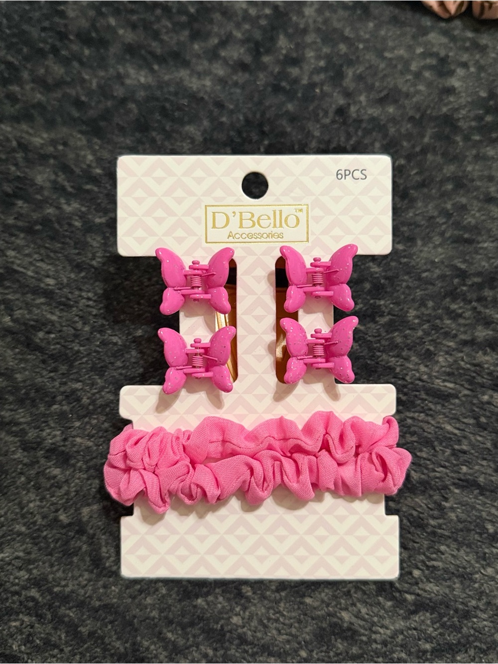 Pink Butterfly Hair Clip & Scrunchie Set for Kids